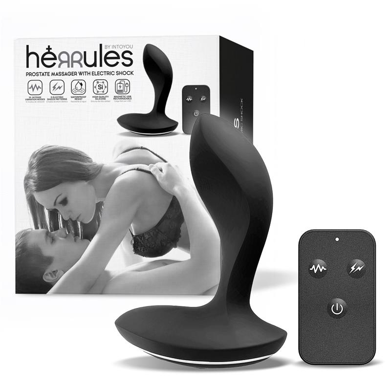 HERRULES PROSTATE MASSAGER WITH ELECTRIC SHOCK AND VIBRATION AND REMOTE CONTROL